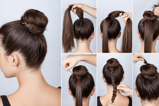 Step by step instructions on making a braided bun